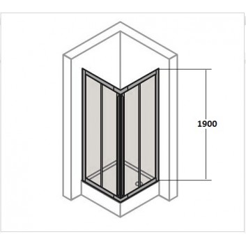 двері розсувні Huppe Aura Elegance , 900 x 900 mm, прозоре скло срібний mat , - sanitbuy.pl