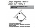 Кабіна у формі U Huppe Design Pure, срібний мат., прозоре скло