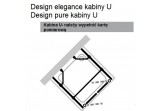 Кабіна у формі U Design Elegance, срібний мат., прозоре скло z AntiPlaque