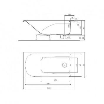 Ванна прямокутний comfort Plus коло 150 x 75 cm- sanitbuy.pl