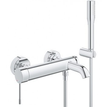 Bateria wannowa z zestawem prysznicowym Grohe Essence ścienna, chrom, jednouchwytowa- sanitbuy.pl