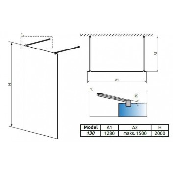 Стінка Walk-In Radaway Modo New I 130, 128x200cm, хром, скло прозоре- sanitbuy.pl