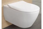 Підвісний унітаз Villeroy&Boch Subway 2.0 Combi-Pack bez kołnierza 37x56 cm з сидінням з мікроліфтом cienką, powłoka Ceramic Plus - біла