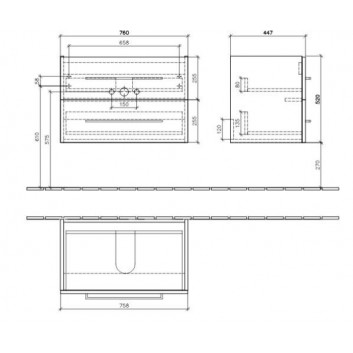 Шафка підраковинна Villeroy & Boch Avento kryształowy сірий, 96,7 x 52 x 44,7 cm, 2 szuflady- sanitbuy.pl