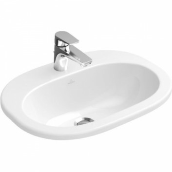 Umywalka Villeroy & Boch O.Novo, nablatowa, Biały Alpin, 560x405 mm, 1 lub 3 otworowa, z przelewem- sanitbuy.pl